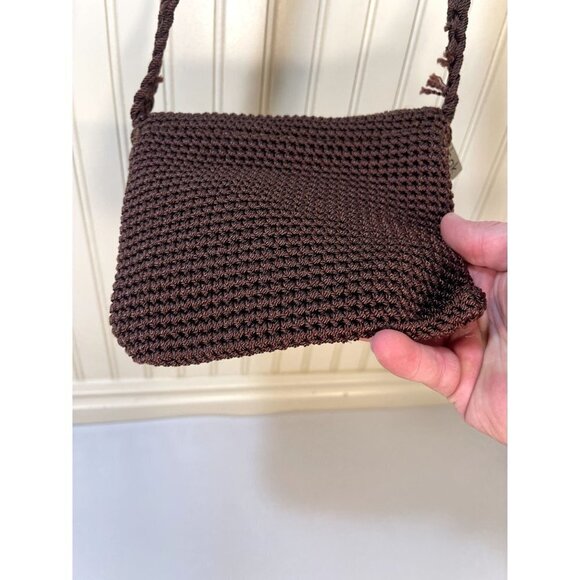 THE Sak Crochet Crossbody Purse Small Mini 7” X 7” Excellent Brown - Picture 12 of 16